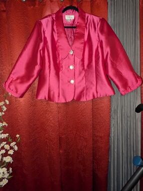 Signature Pink Satin 2-Pc Skirt Suit